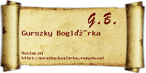 Gurszky Boglárka névjegykártya